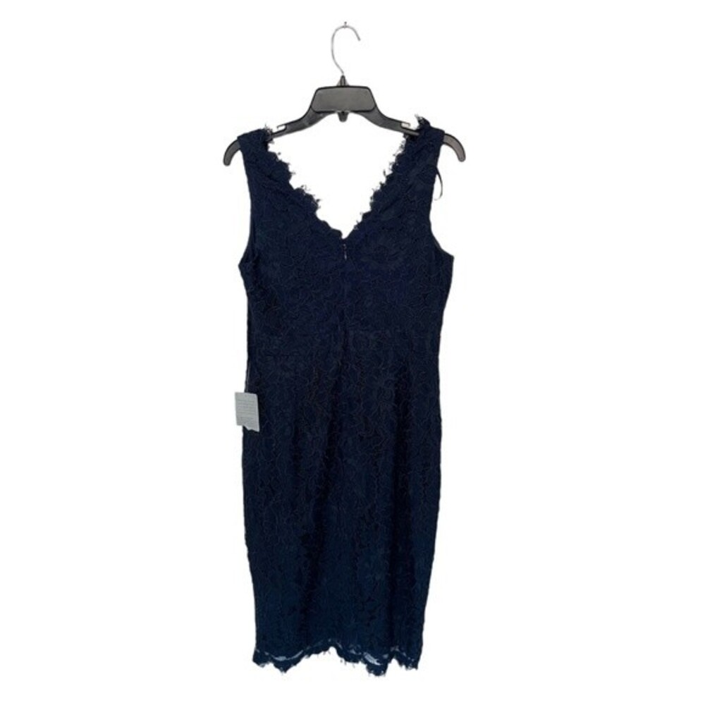 NWT ELIZA J | Navy Lace Frayed Floral Sleeveless V Neck Formal Hi-Lo Dress 8 - Picture 7 of 15